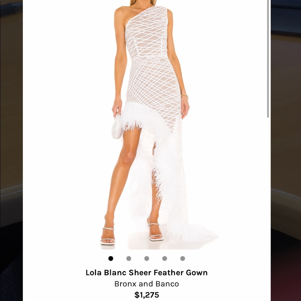 Lola Blanc Sheer feather gown